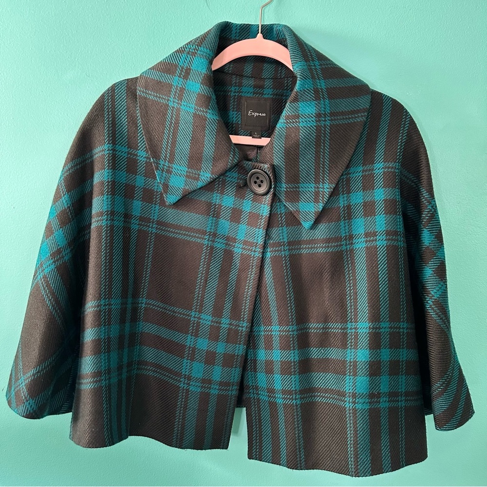Plaid Cape Coat Poncho